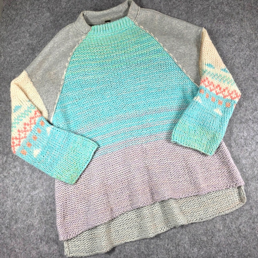 Free People Polar Opposites Sweater Chunky Knit Ombre Indie Boho Slouchy Medium